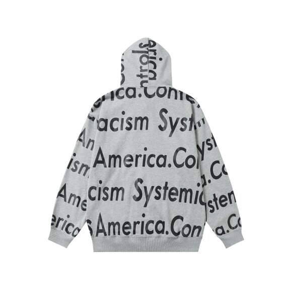 Denim Tears Grey Letter Zip-Up Hooded Jacket - Picture 2 of 8